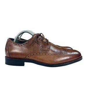 Stacy Adams Brown Leather Wingtip Oxfords Men 7.5 Classic Old School Dress Shoes